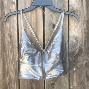 Silver sports bra
